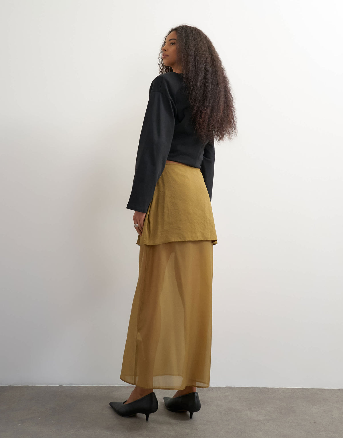 Topshop tie detail contrast organza maxi skirt in khaki