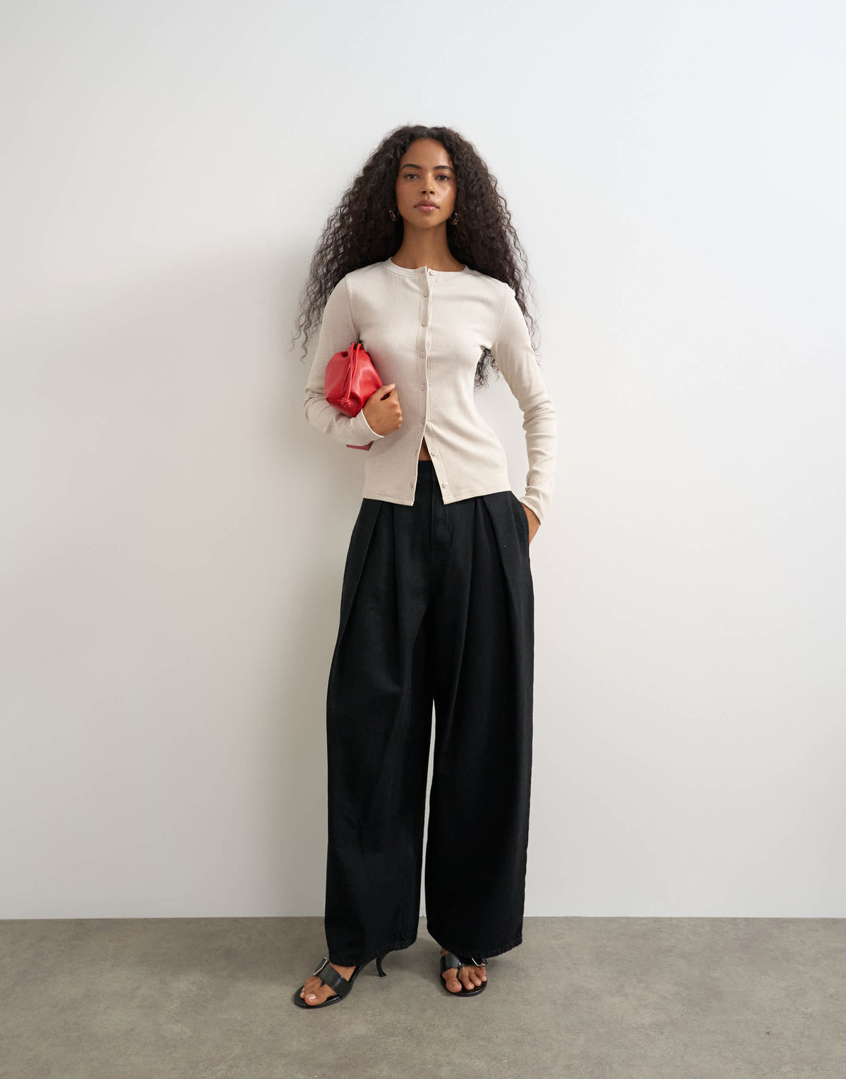 Topshop side buckle wide leg jean in clean black