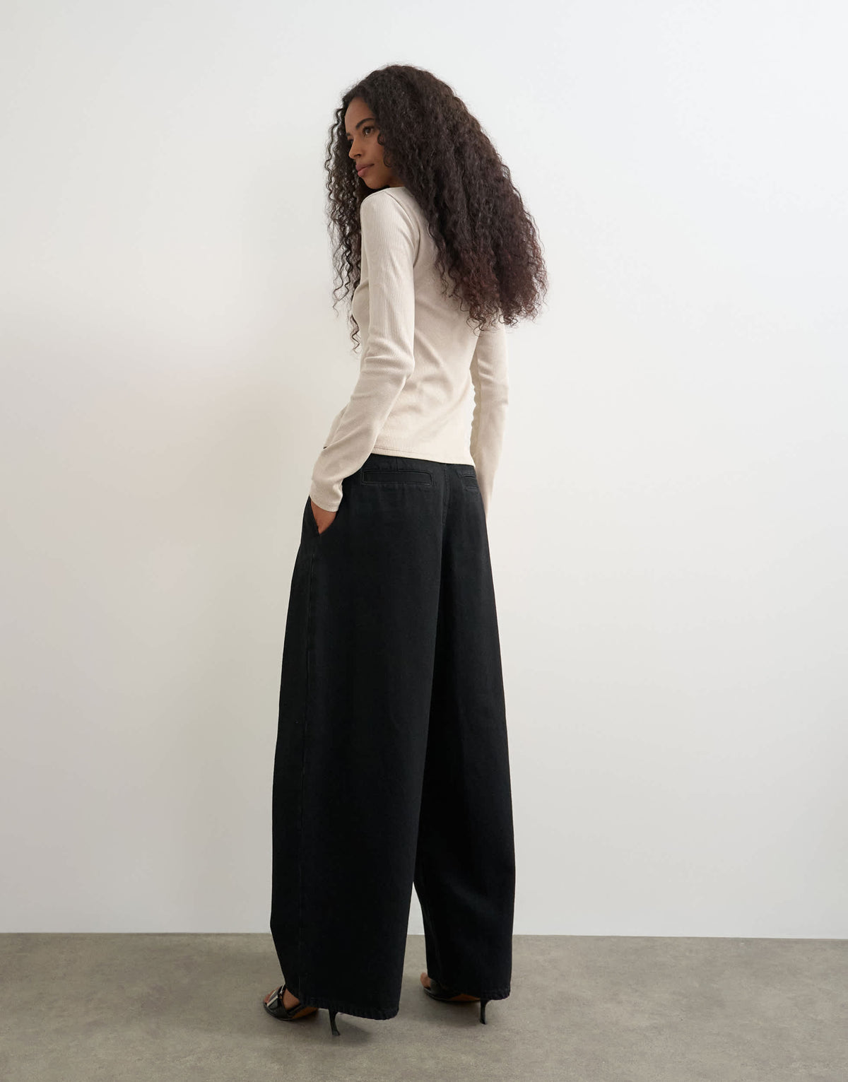 Topshop side buckle wide leg jean in clean black