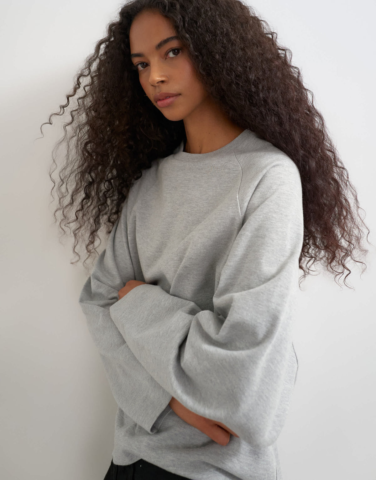 Topshop asymmetric hem raglan sleeve skater t-shirt in grey