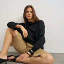 Topshop asymmetric hem raglan sleeve skater t-shirt in black
