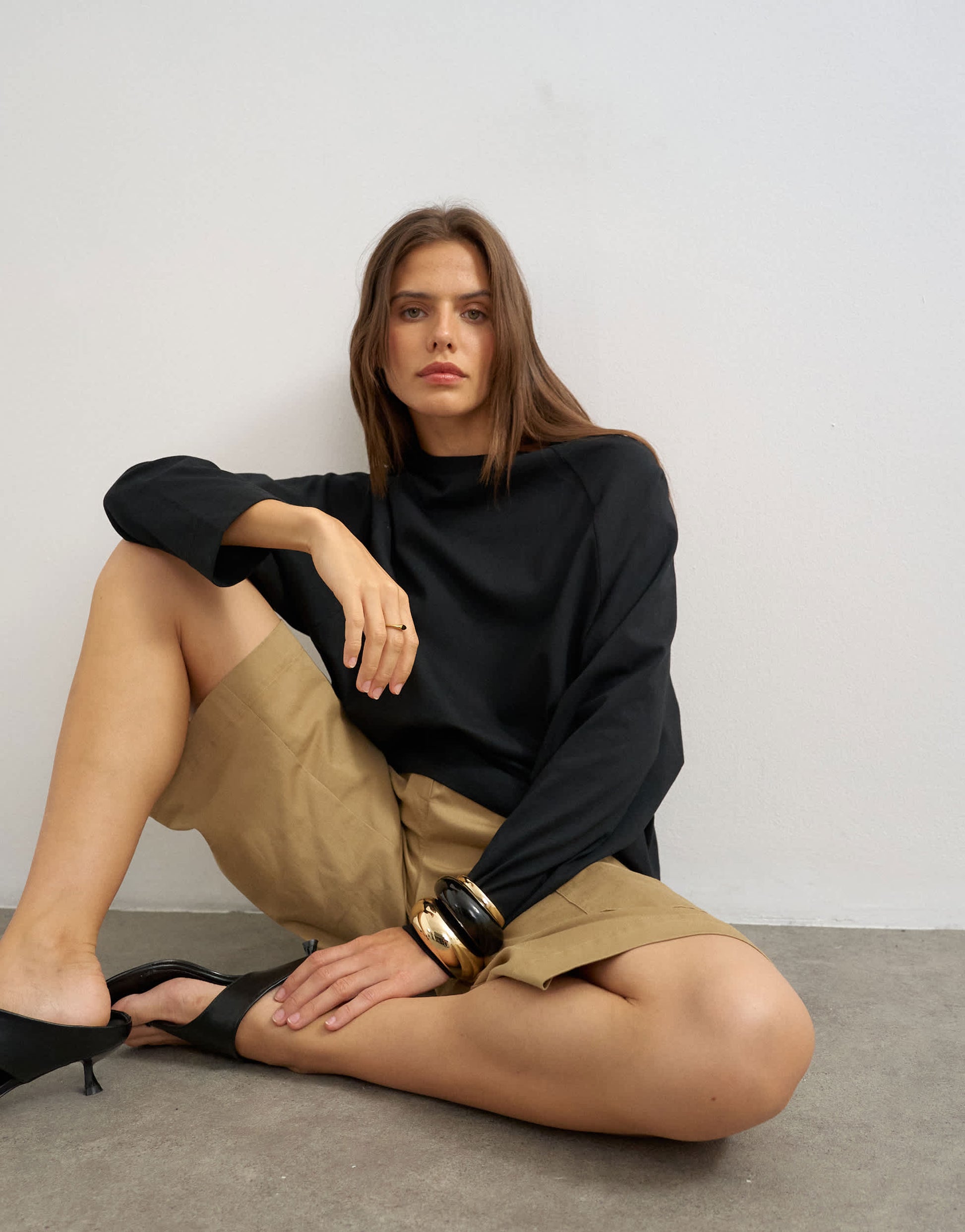 Topshop asymmetric hem raglan sleeve skater t-shirt in black