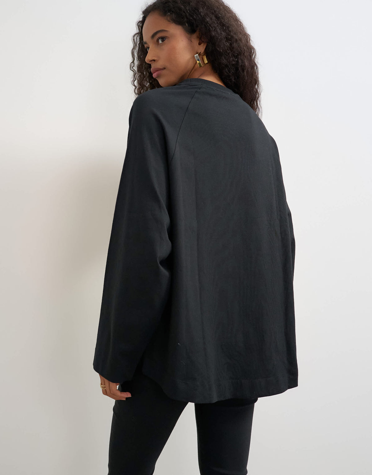 Topshop curve hem raglan sleeve skater t-shirt in black