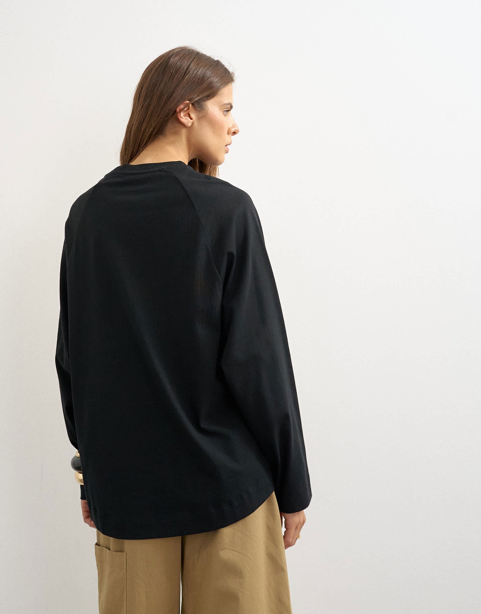 Topshop asymmetric hem raglan sleeve skater t-shirt in black