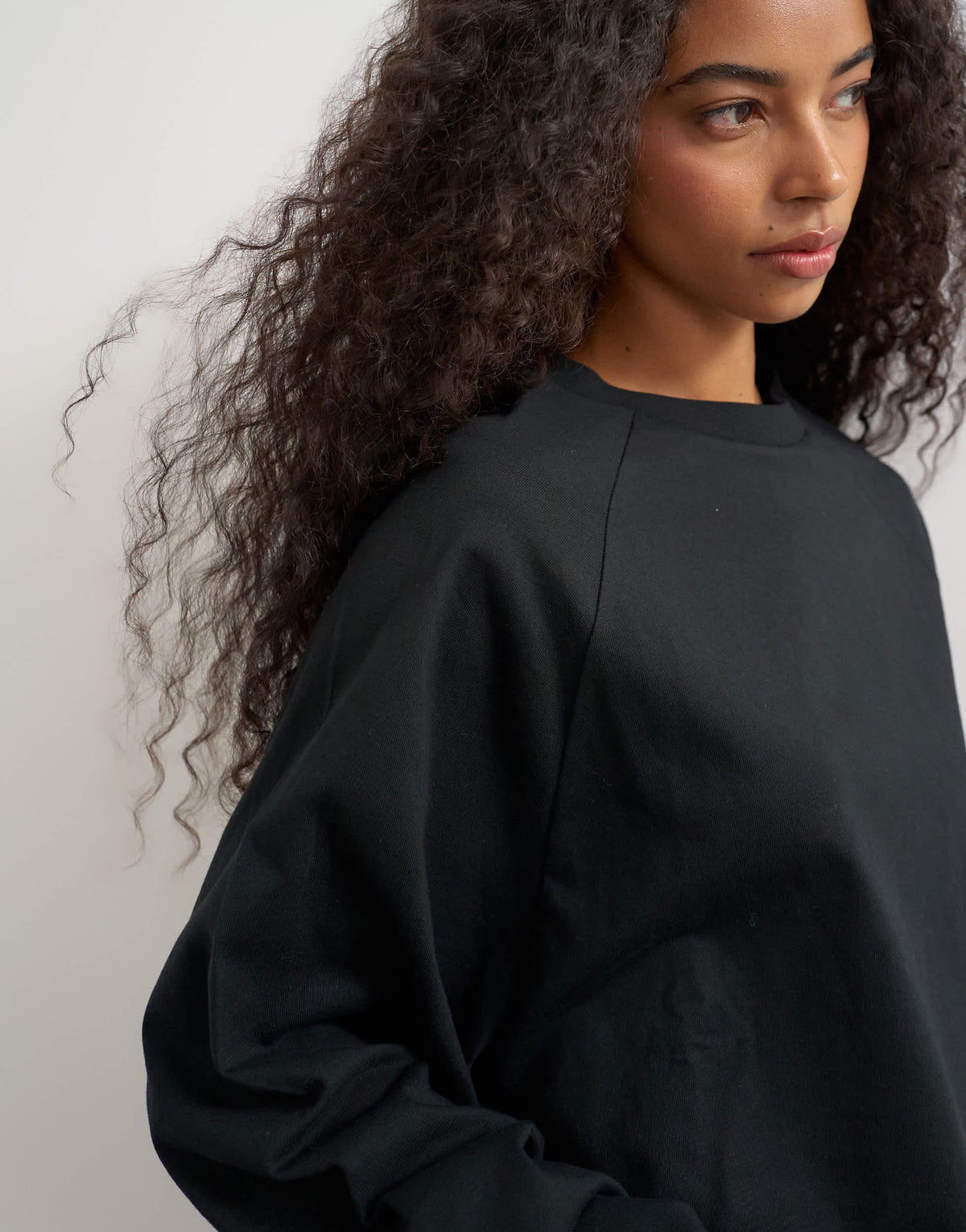 Topshop curve hem raglan sleeve skater t-shirt in black