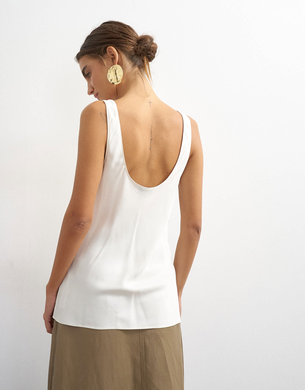 Topshop satin scoop neck cami top in cream