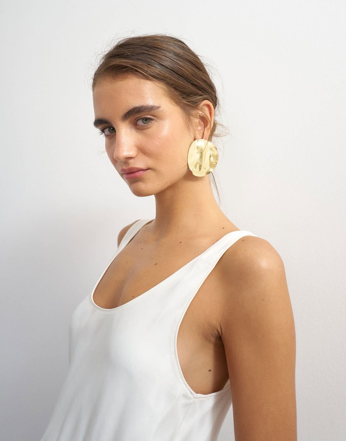 Topshop satin scoop neck cami top in cream