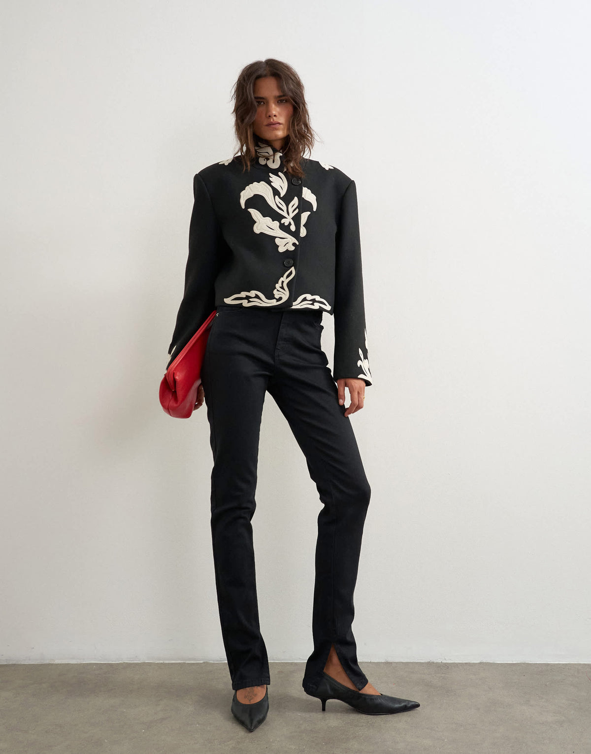 Topshop skinny jean with side split in clean black