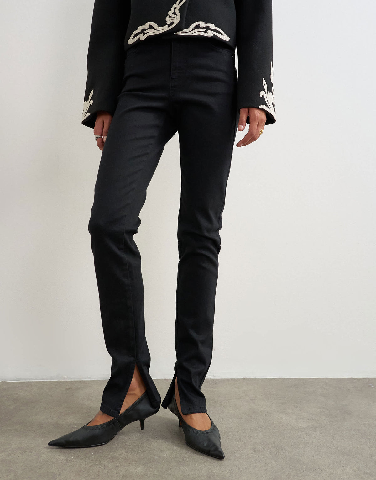 Topshop skinny jean with side split in clean black