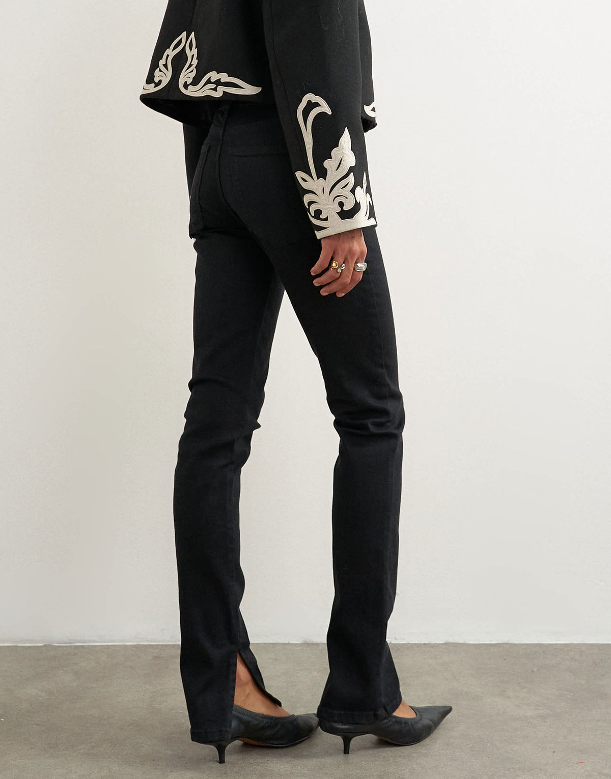 Topshop skinny jean with side split in clean black