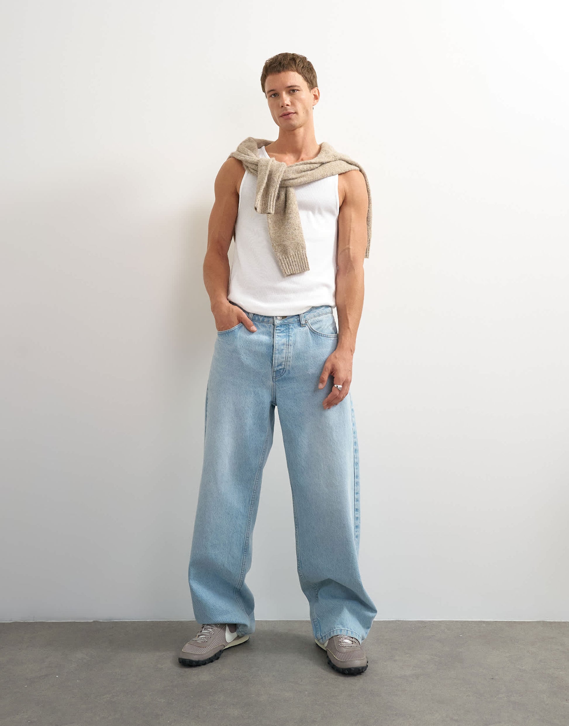 Topman rib vest in white