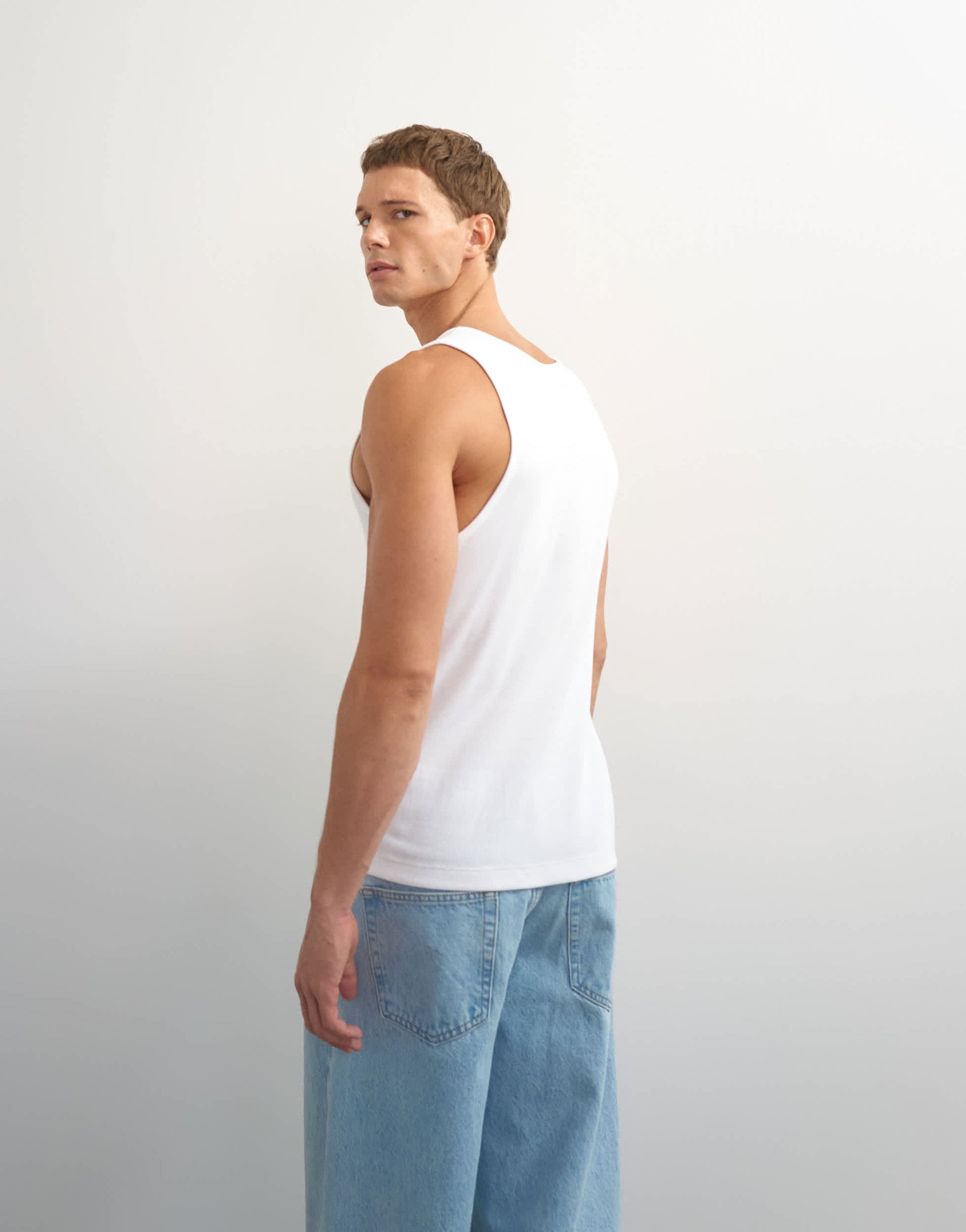 Topman rib vest in white