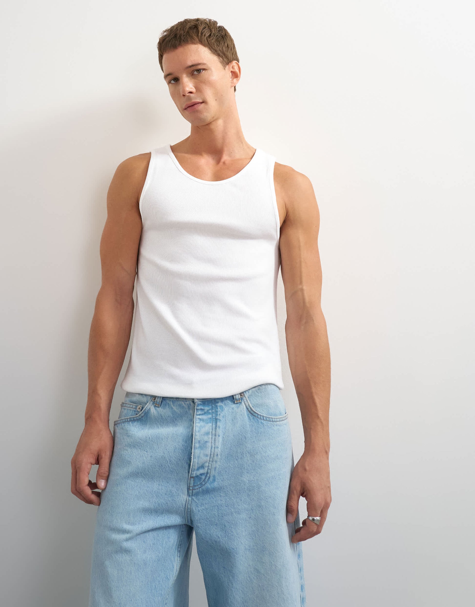 Topman rib vest in white