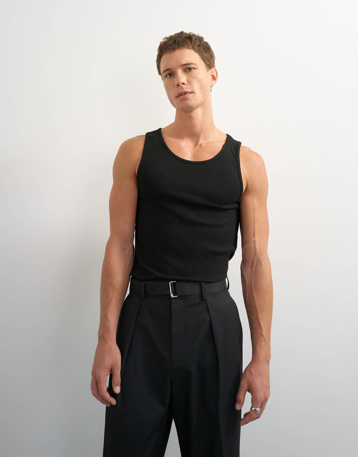 Topman rib vest in black