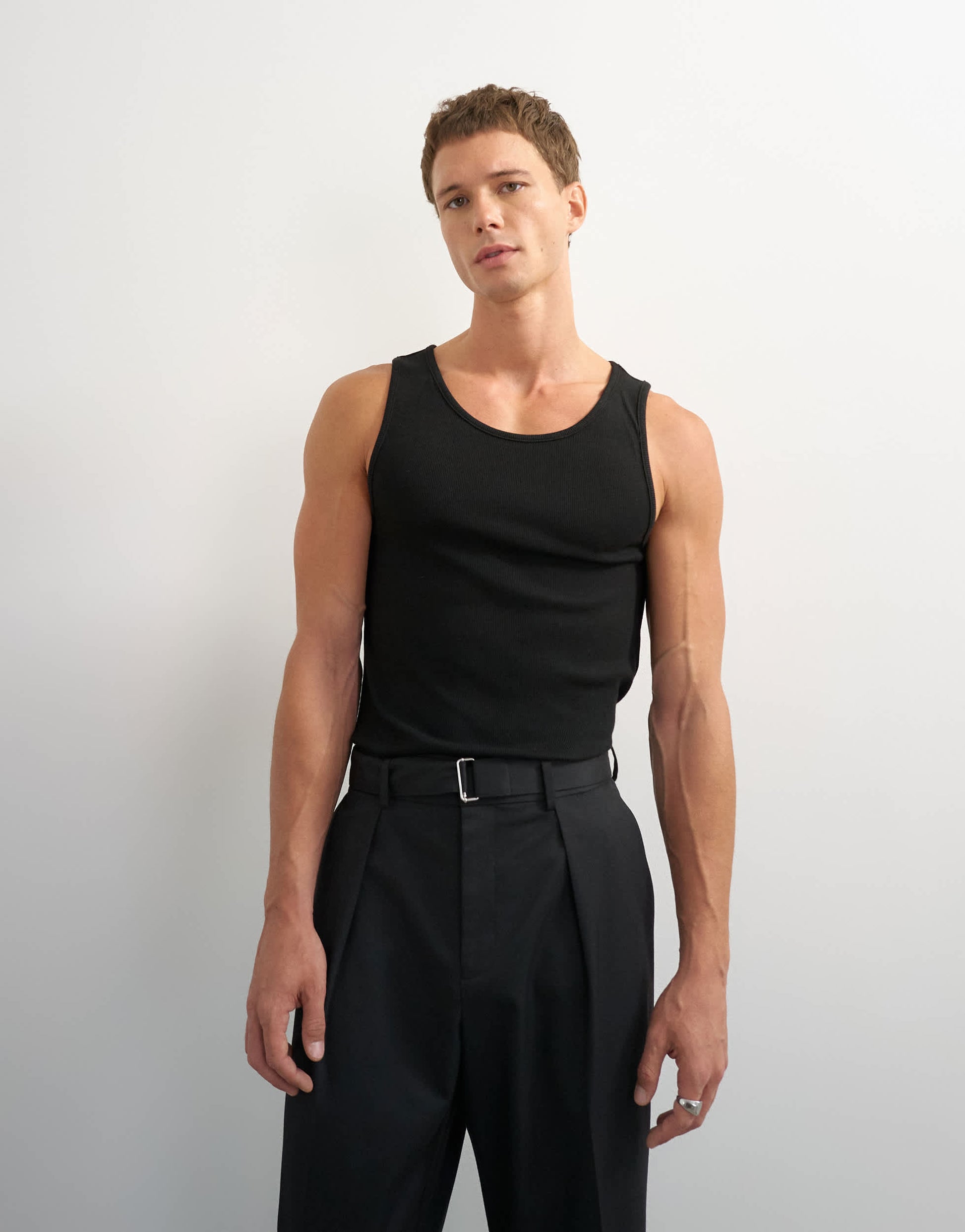 Topman rib vest in black