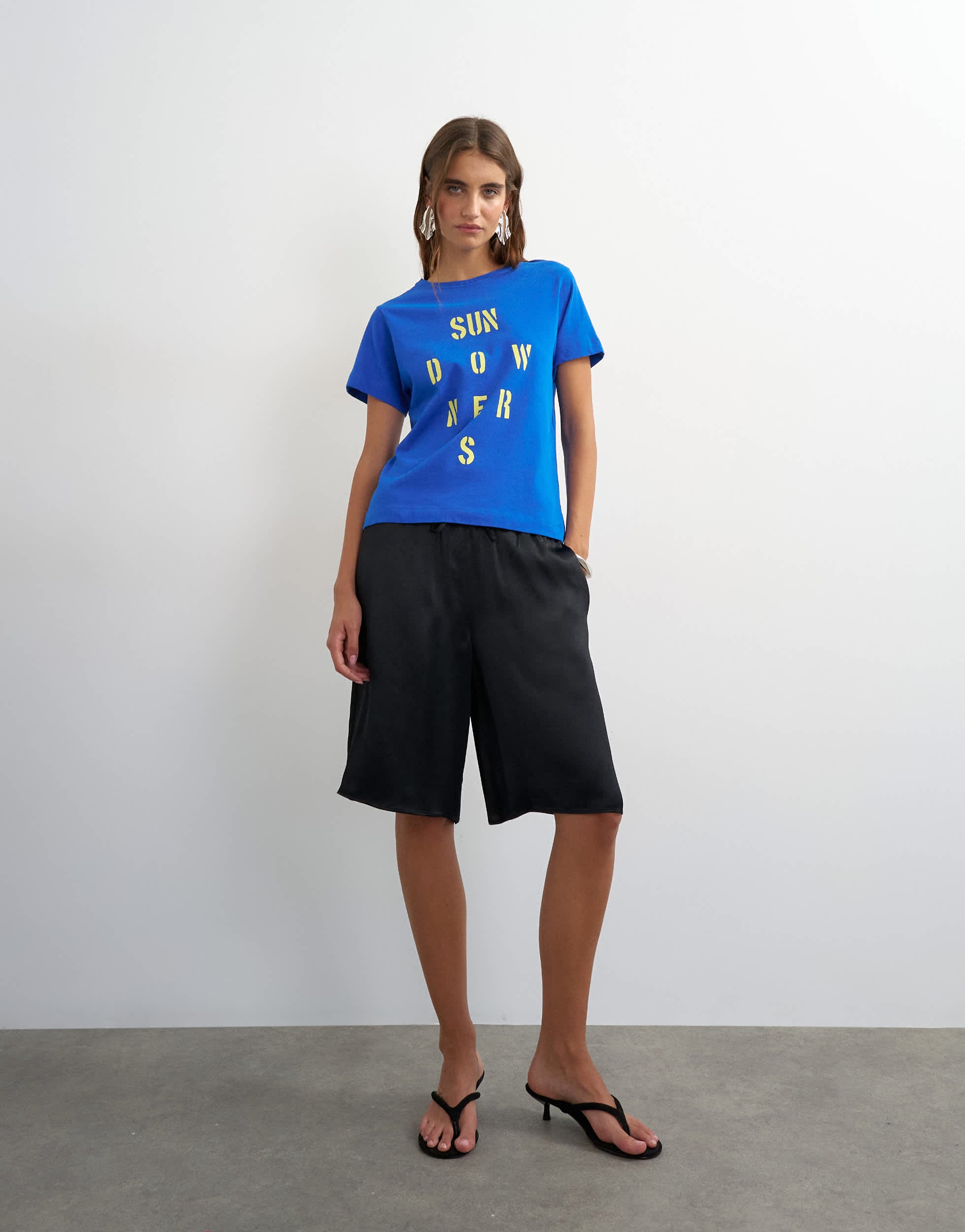 Topshop satin longline short in black