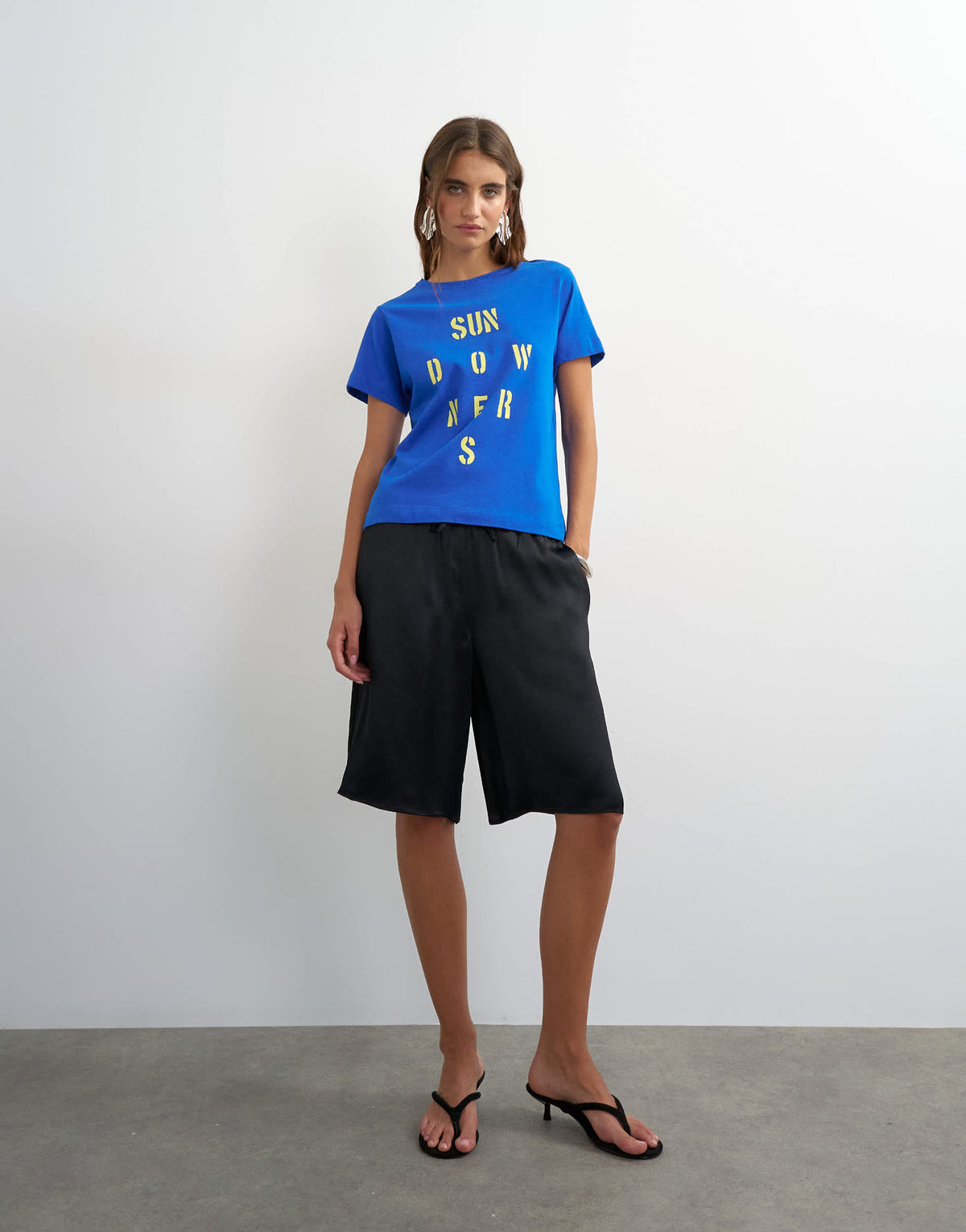 Topshop satin longline short in black