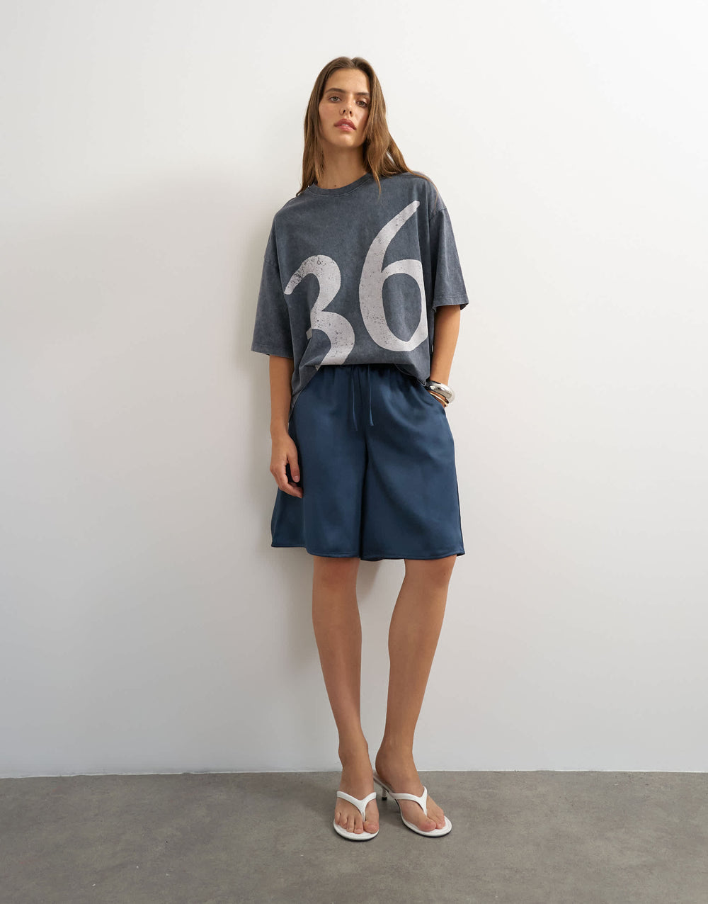 Short long en satin bleu marine Topshop