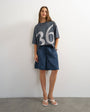 Topshop longline satin short in navy