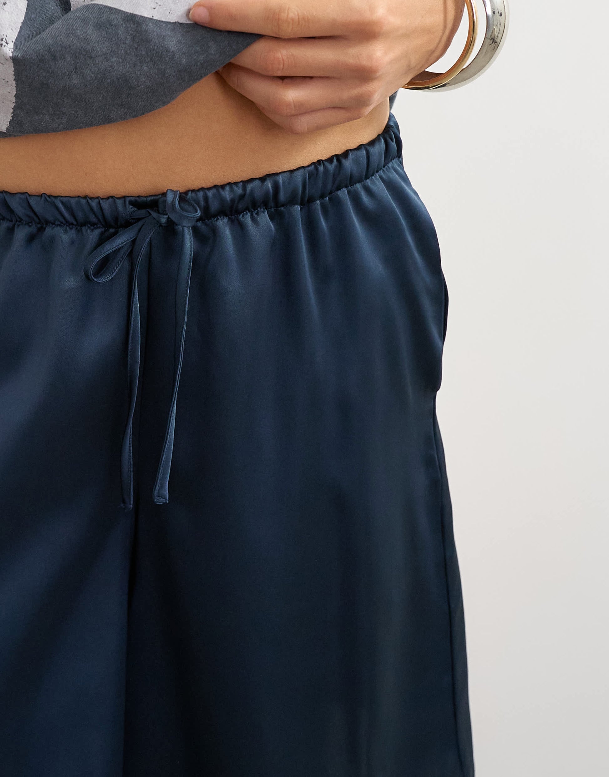 Topshop longline satin short in navy