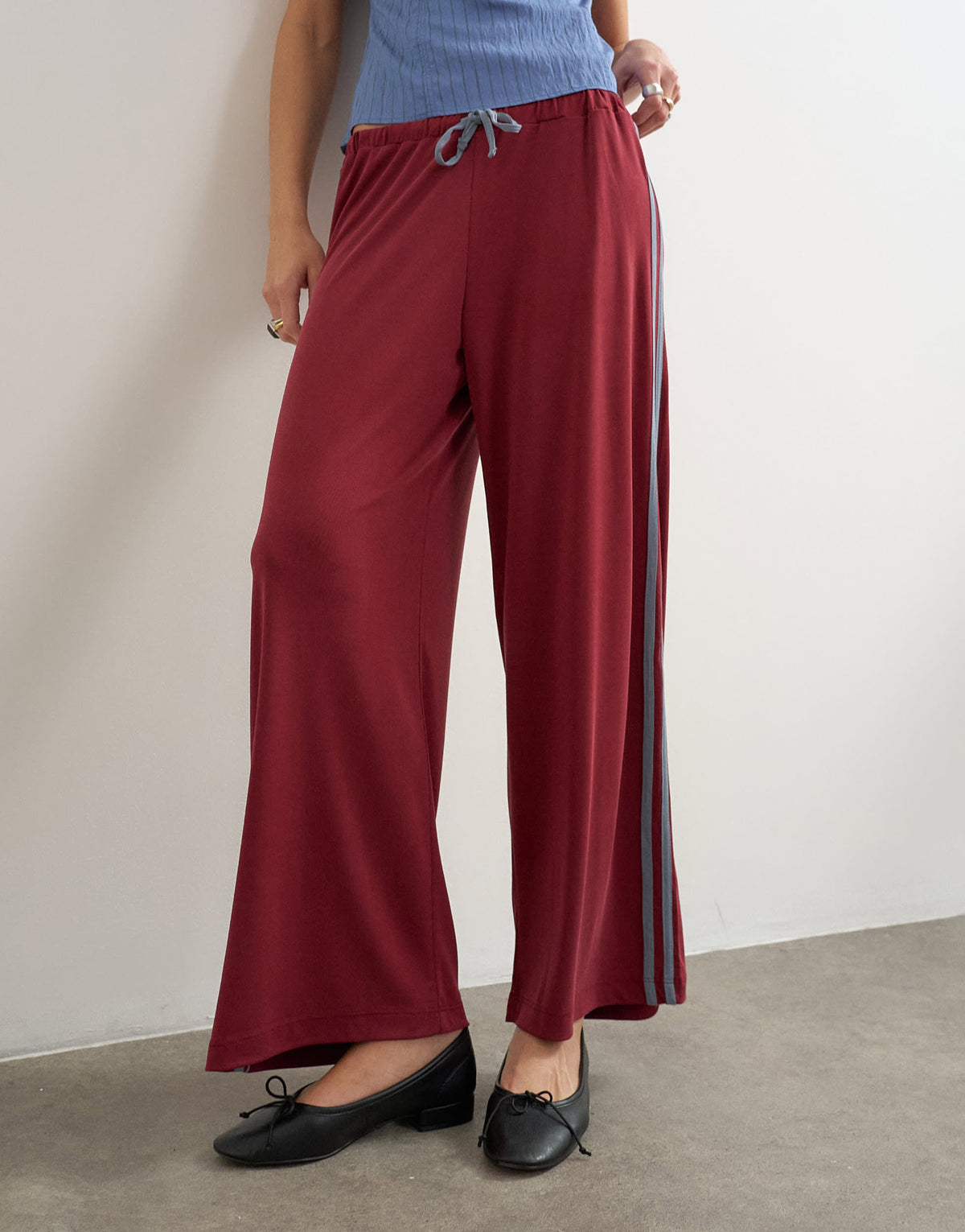 Topshop cupro cropped sporty jogger in red