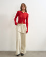Topshop fold over tie detail wide leg trouser in stone