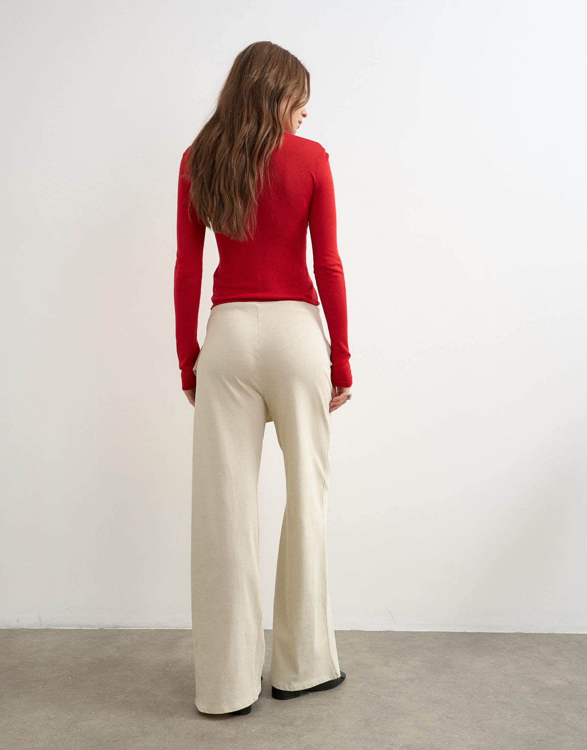 Topshop fold over tie detail wide leg trouser in stone
