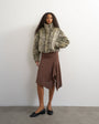 Topshop asymmetric cupro soft midi skirt in chocolate