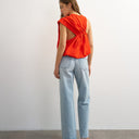 Topshop asymmetric ruched back tee in red
