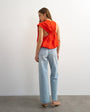 Topshop asymmetric ruched back tee in red