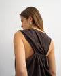 Topshop asymmetric ruched back tee in chocolate