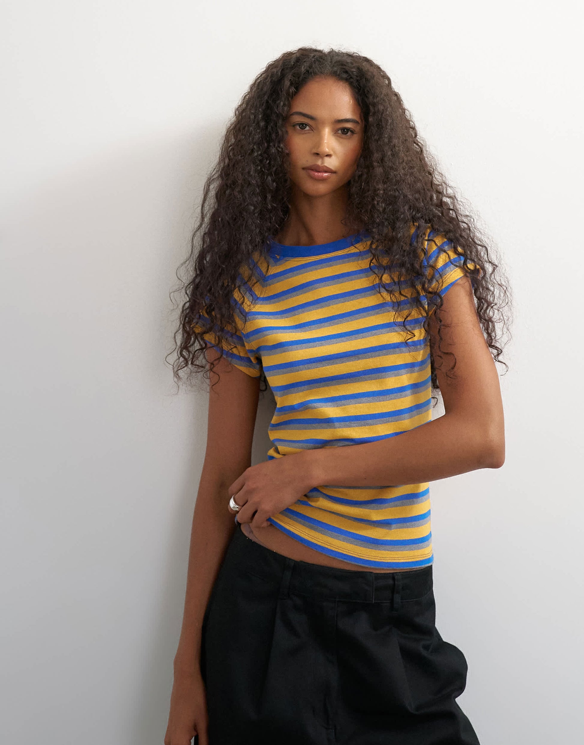 Topshop striped baby tee in yellow