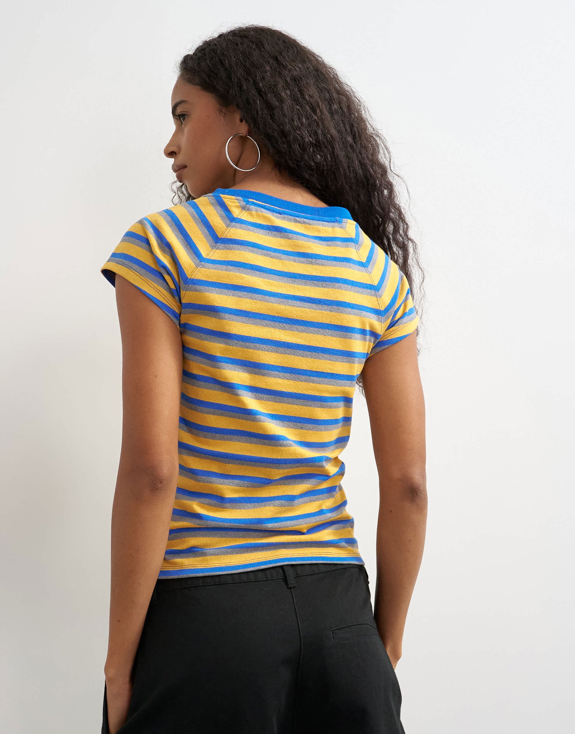 Topshop striped baby tee in yellow