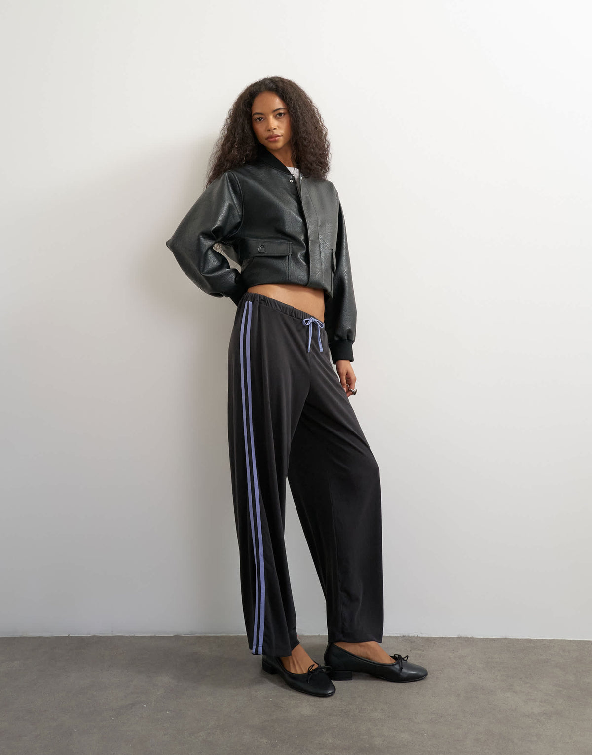 Topshop cupro cropped sporty jogger in black
