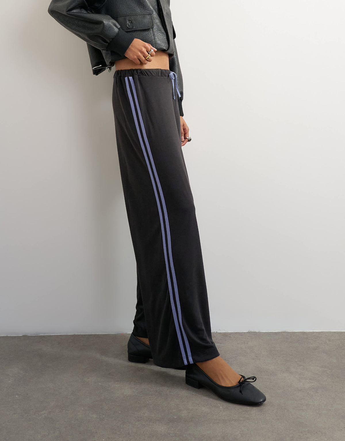 Topshop cupro cropped sporty jogger in black