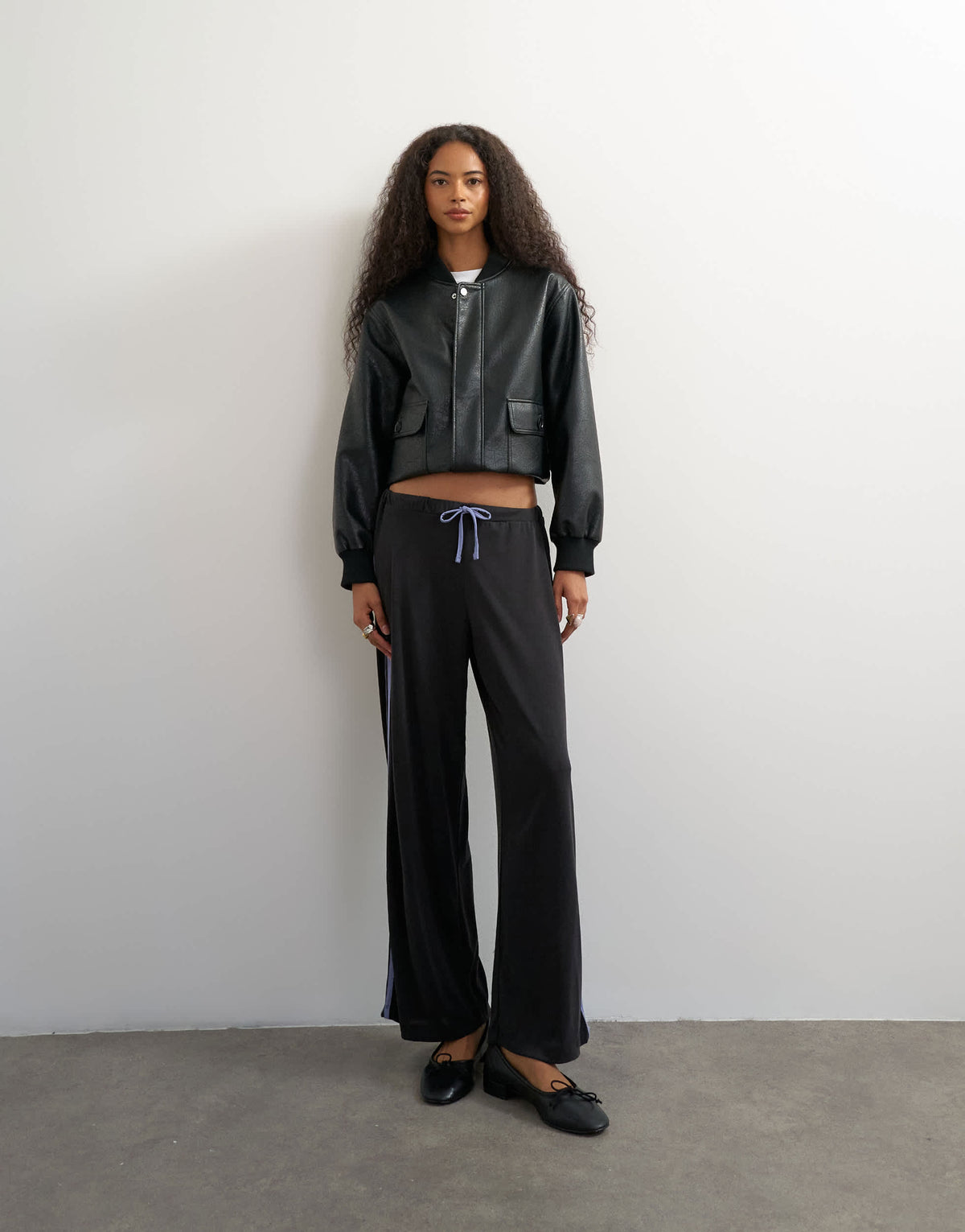 Topshop cupro cropped sporty jogger in black