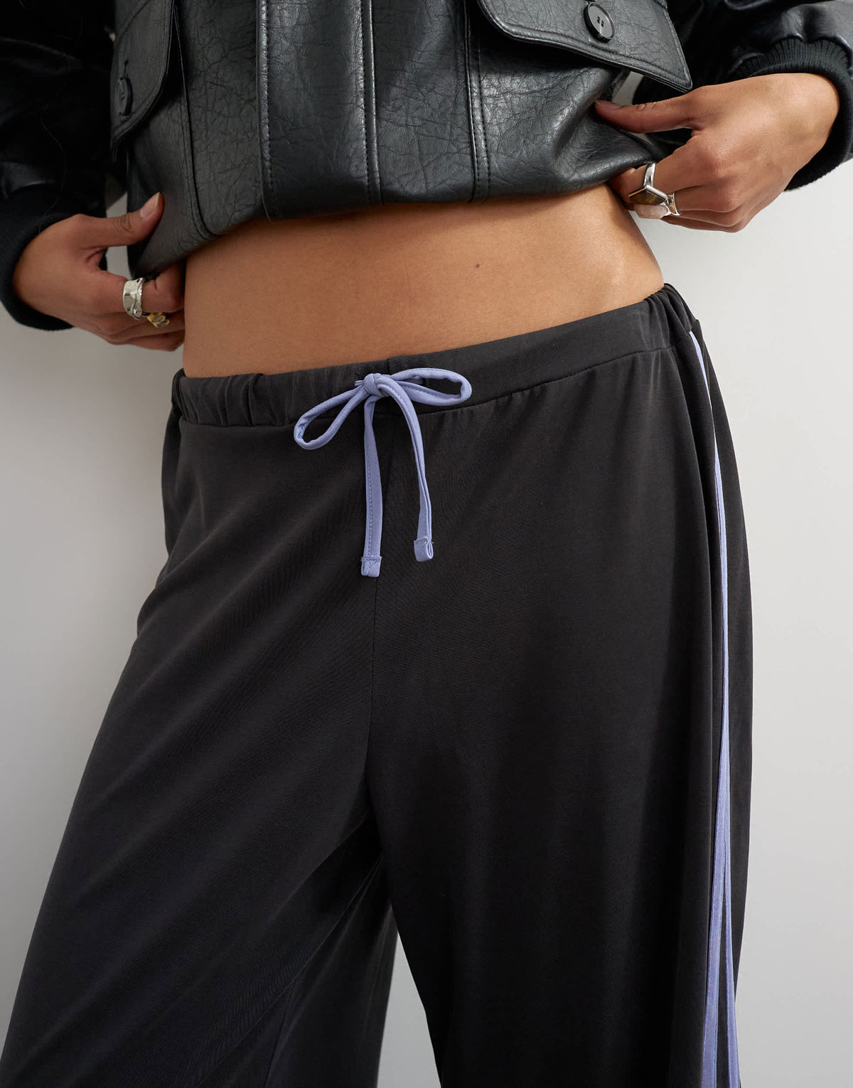 Topshop cupro cropped sporty jogger in black