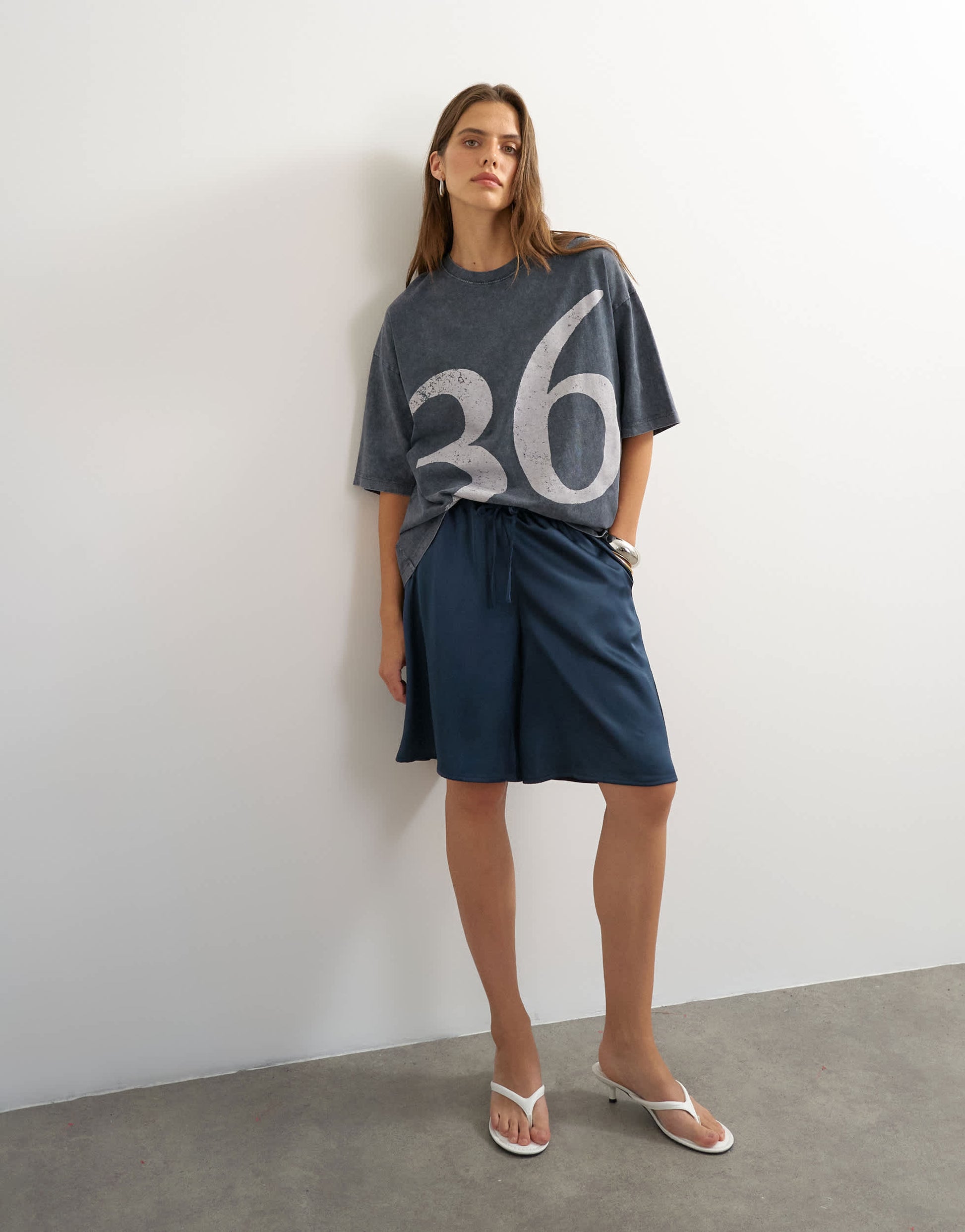 Topshop graphic '74' washed t-shirt in charcoal
