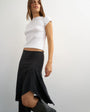 Topshop asymmetric cupro soft midi skirt in black