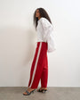 Topshop straight cropped striped detail bottoms in red