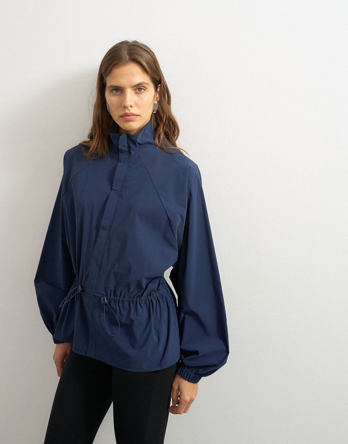 Topshop high neck toggle detail jacket in navy
