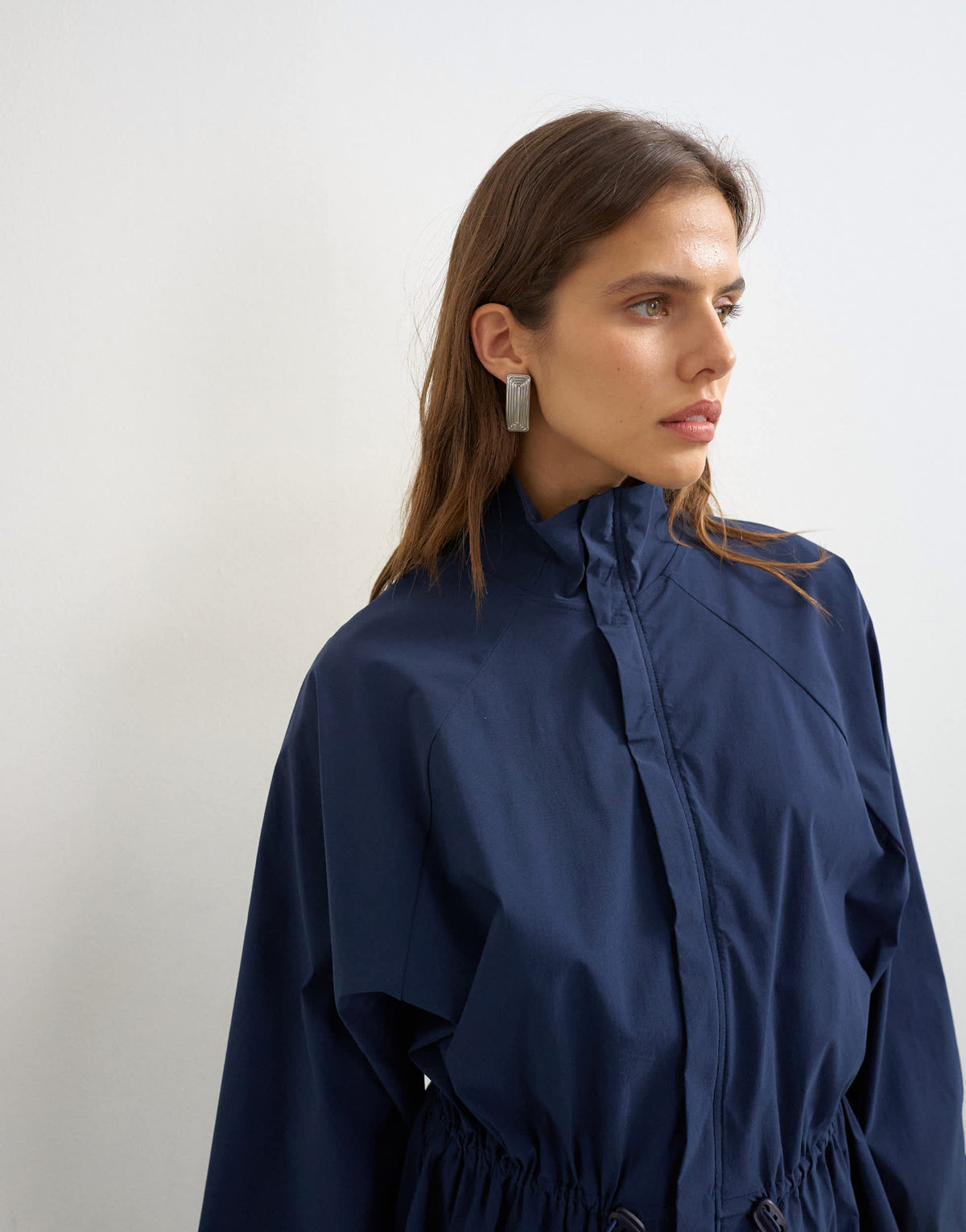 Topshop high neck toggle detail jacket in navy