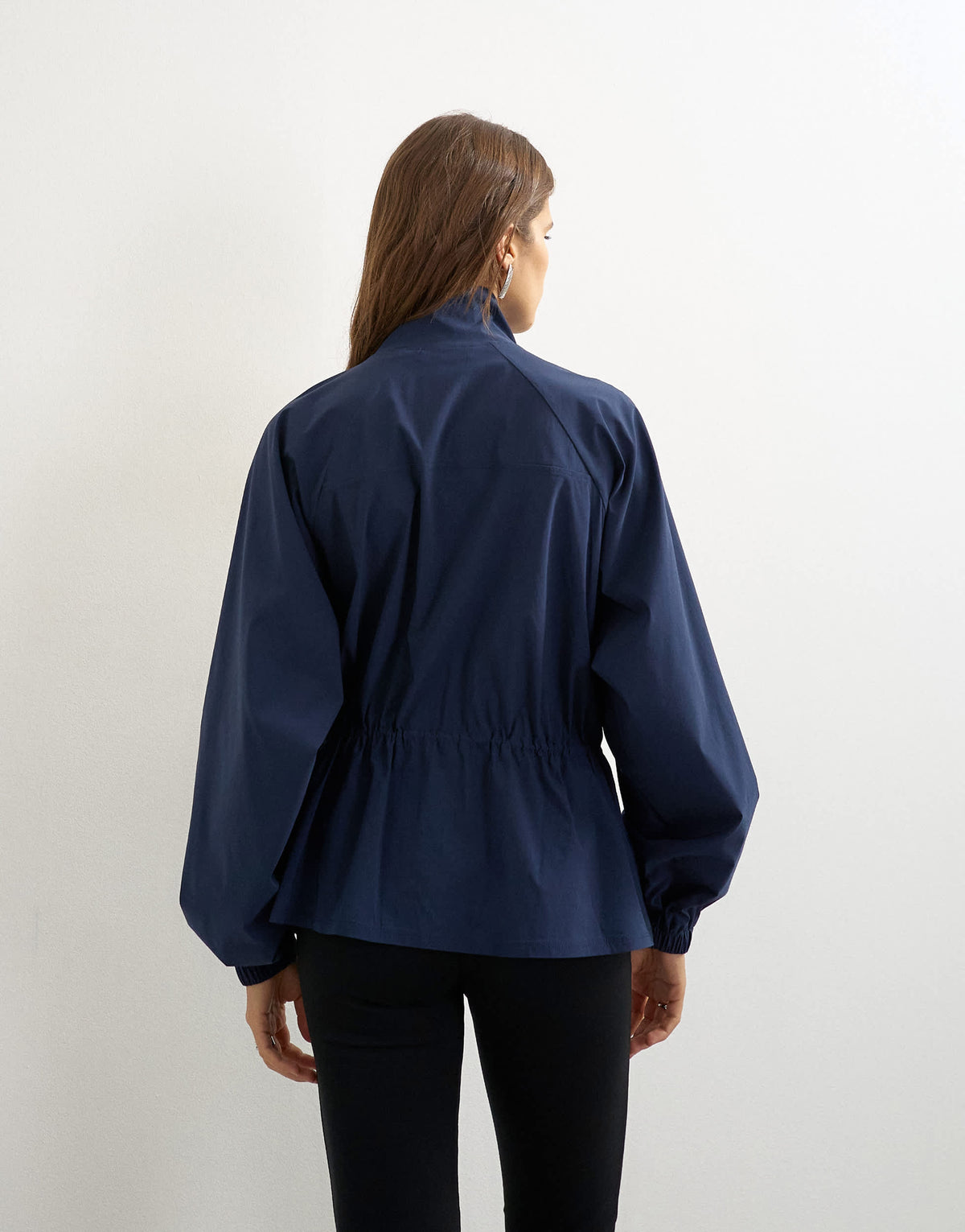 Topshop high neck toggle detail jacket in navy