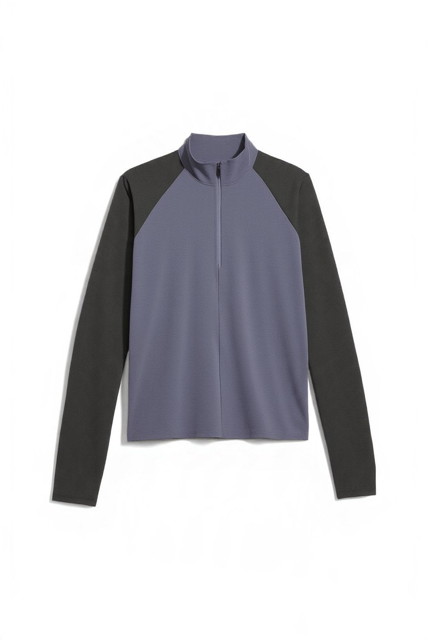 Topshop techy long sleeve quarter zip top in navy