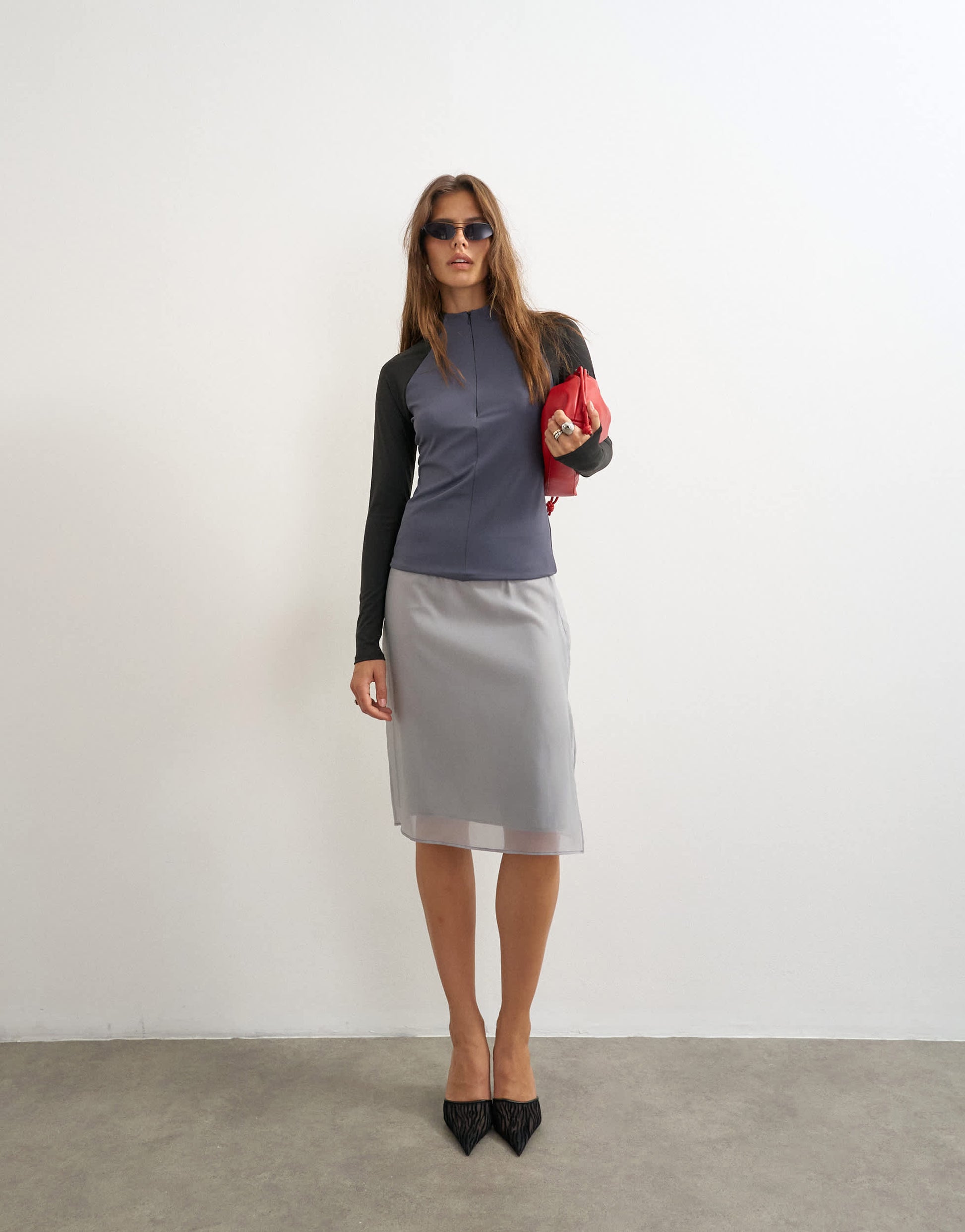 Topshop techy long sleeve quarter zip top in navy