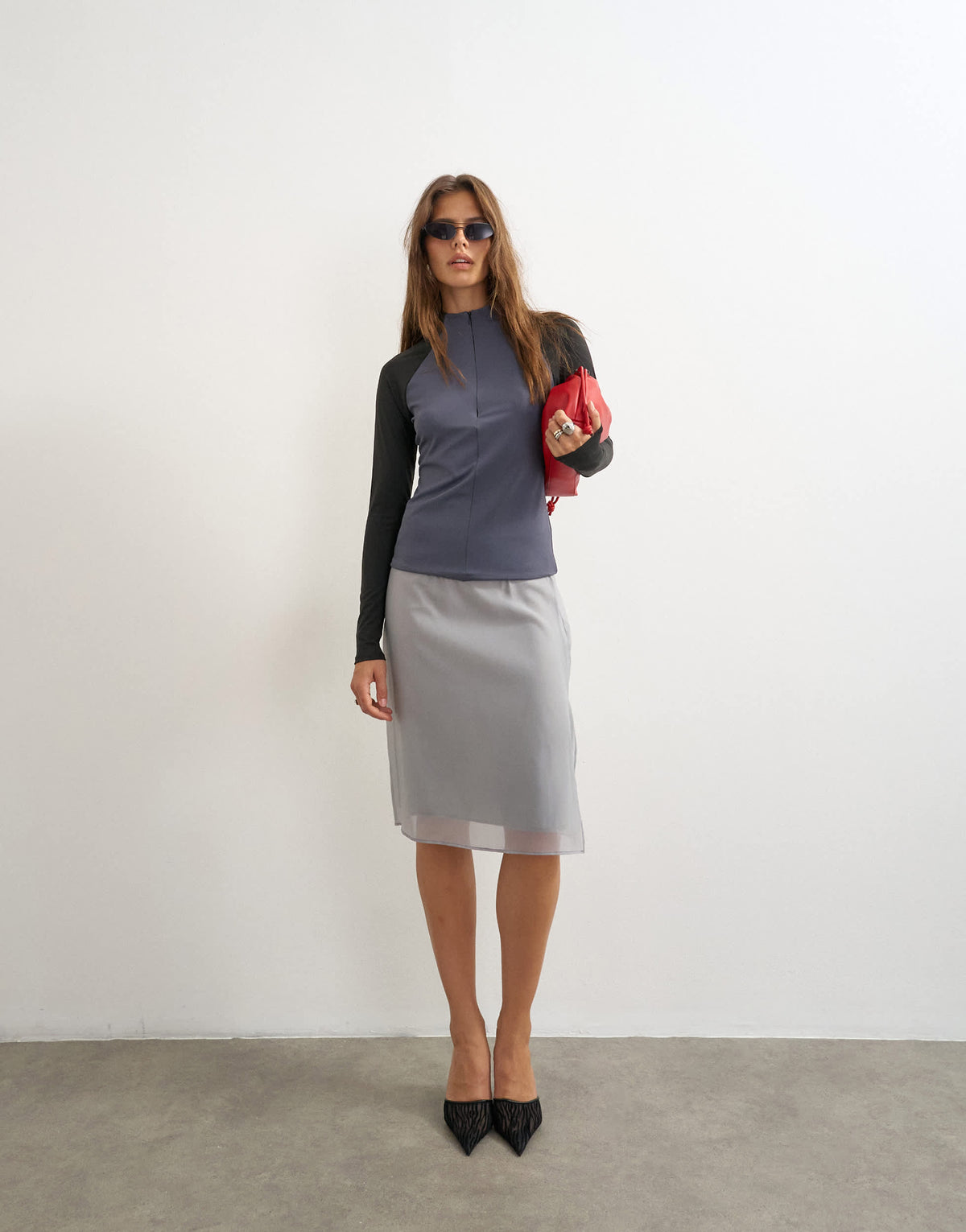 Topshop techy long sleeve quarter zip top in navy