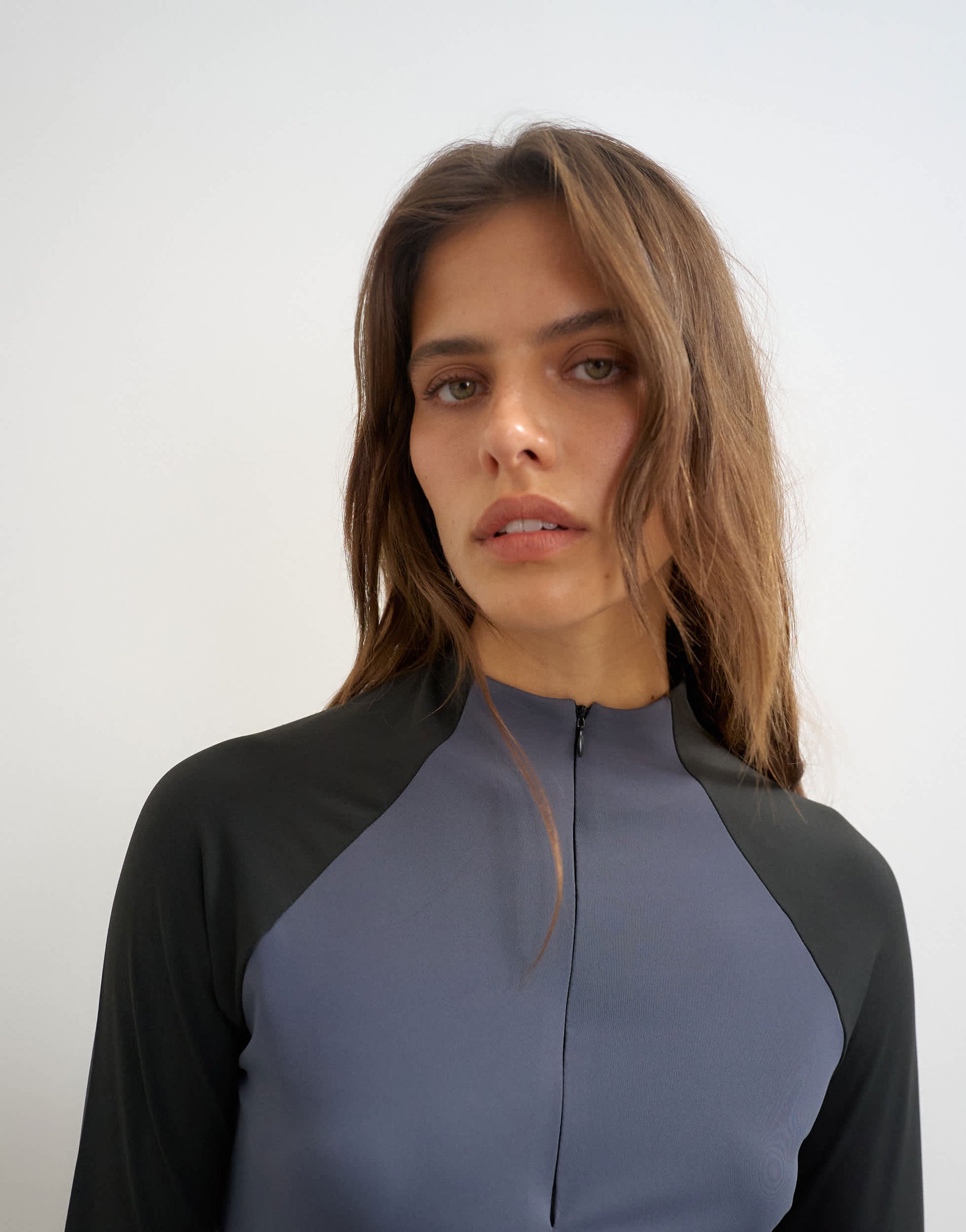 Topshop techy long sleeve quarter zip top in navy