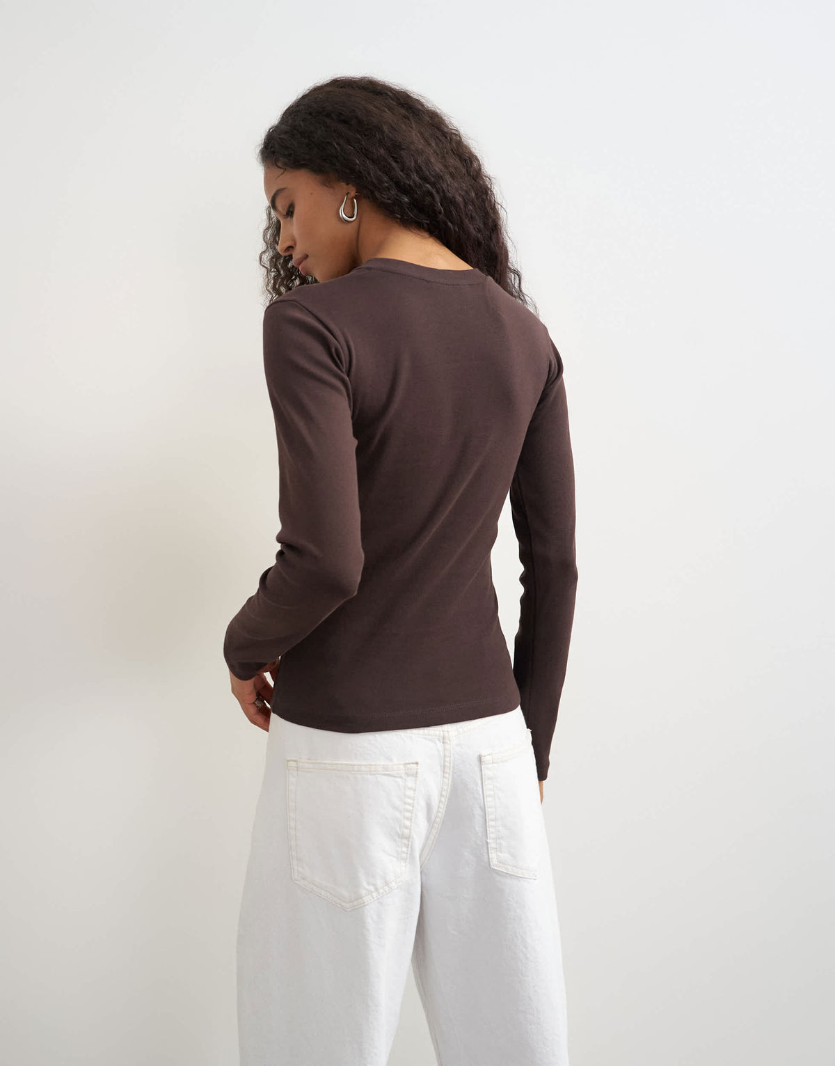 Topshop long sleeve everyday tee in chocolate