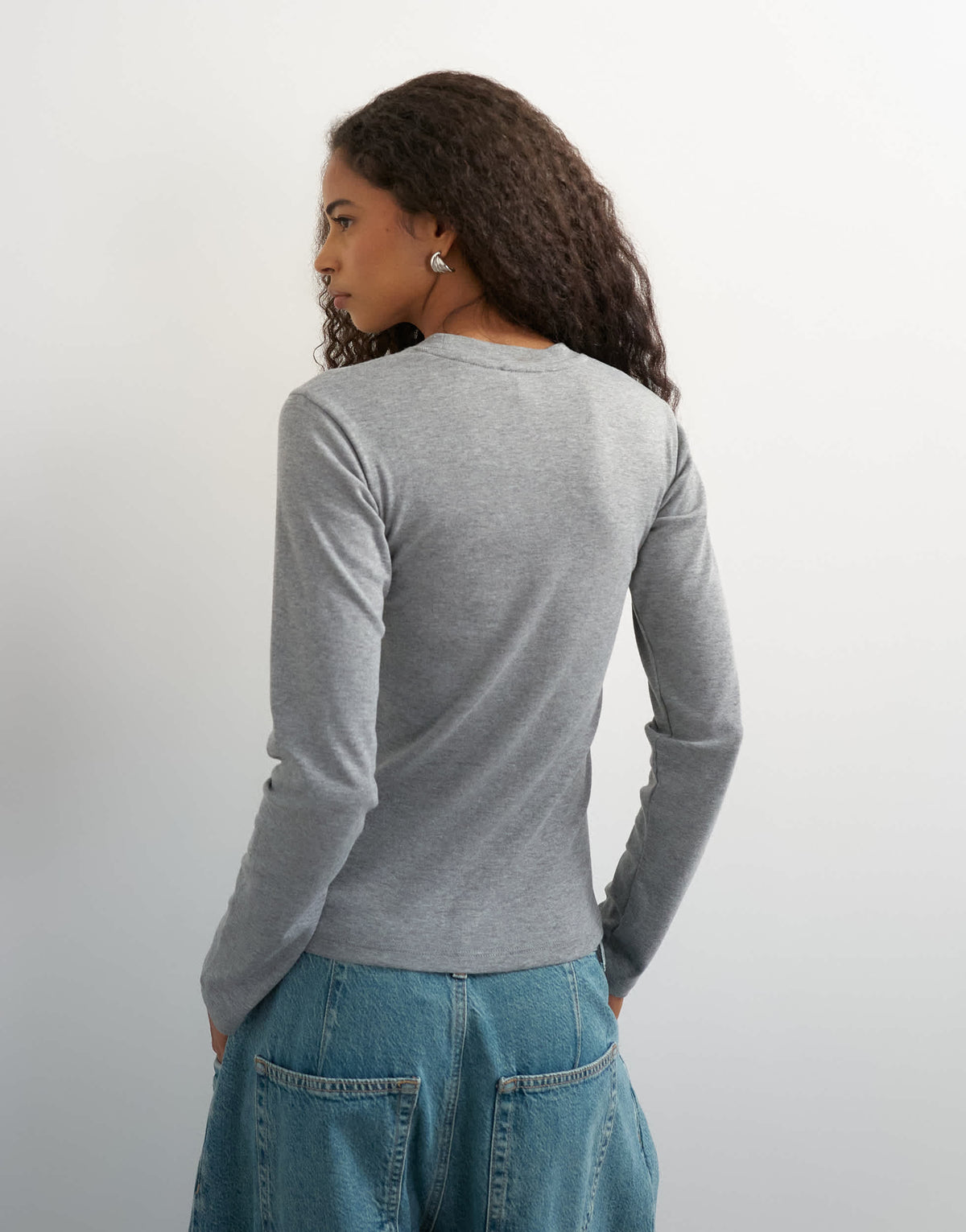 Topshop long sleeve everyday tee in grey marl
