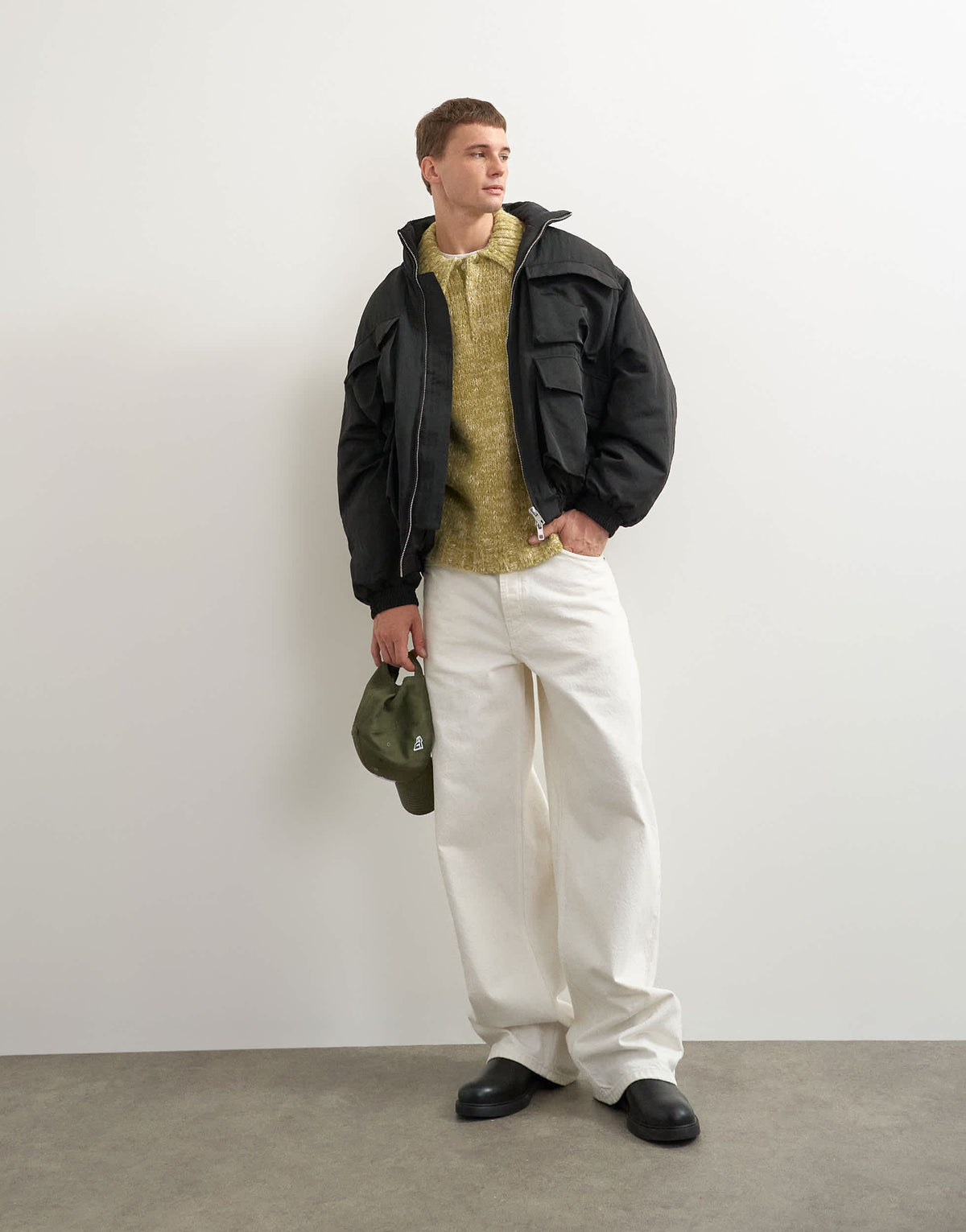 Topman oversized fit nylon funnel neck bomber jacket in black